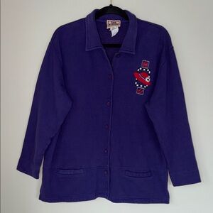 Vintage 90’s Top Stitch Embroidered Eclectic Cottage Grandma Cardigan Sweater